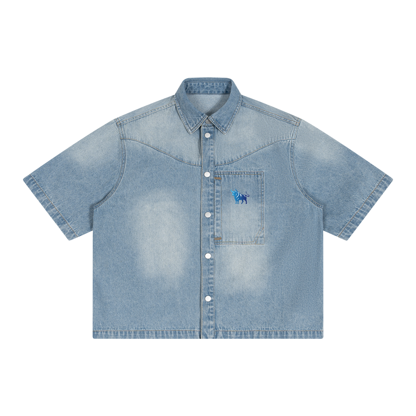 Chaos Bull Vintage Wash Boxy Short Denim Shirt Adult