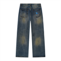 Men's Vintage Wash Wide Leg Denim Jeans
