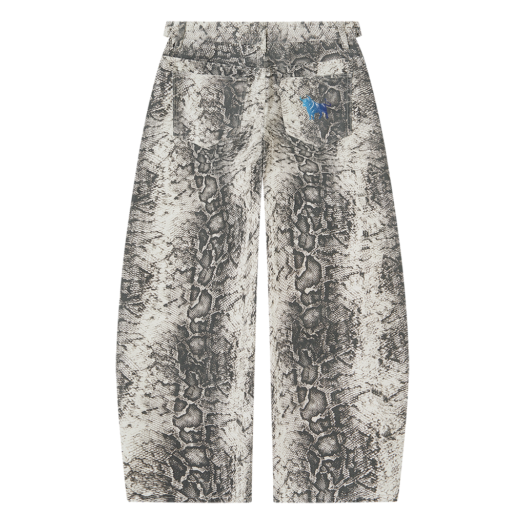 Men's Snake Print Barrel Leg Pants