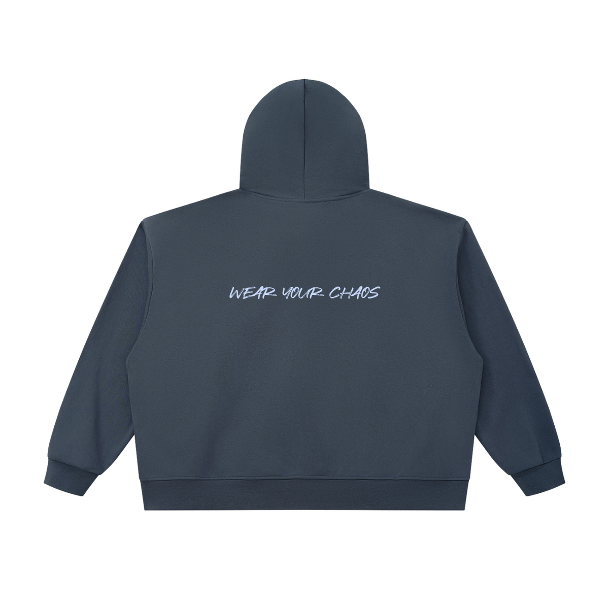 Wear Your Chaos Oversized Chunky-Zip Boxy Hoodie Adult Unisex Navy Blue & Sky