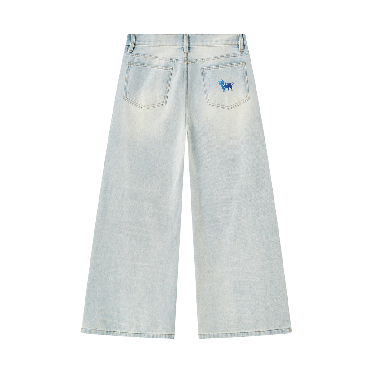 Men's Vintage Wash Wide Leg Denim Jeans