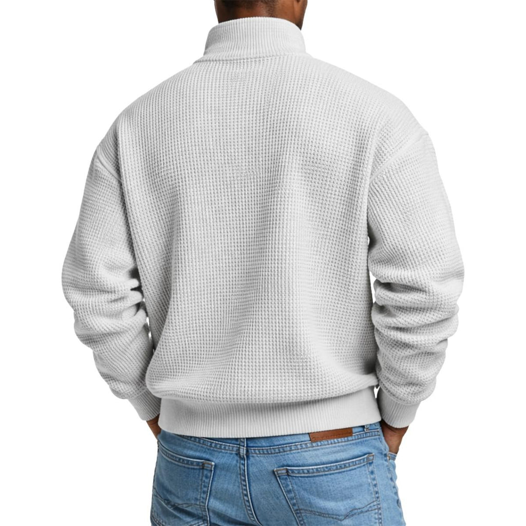 Chaos Bull Men's Waffle Knit Casual Sweatshirt/Half Zipper