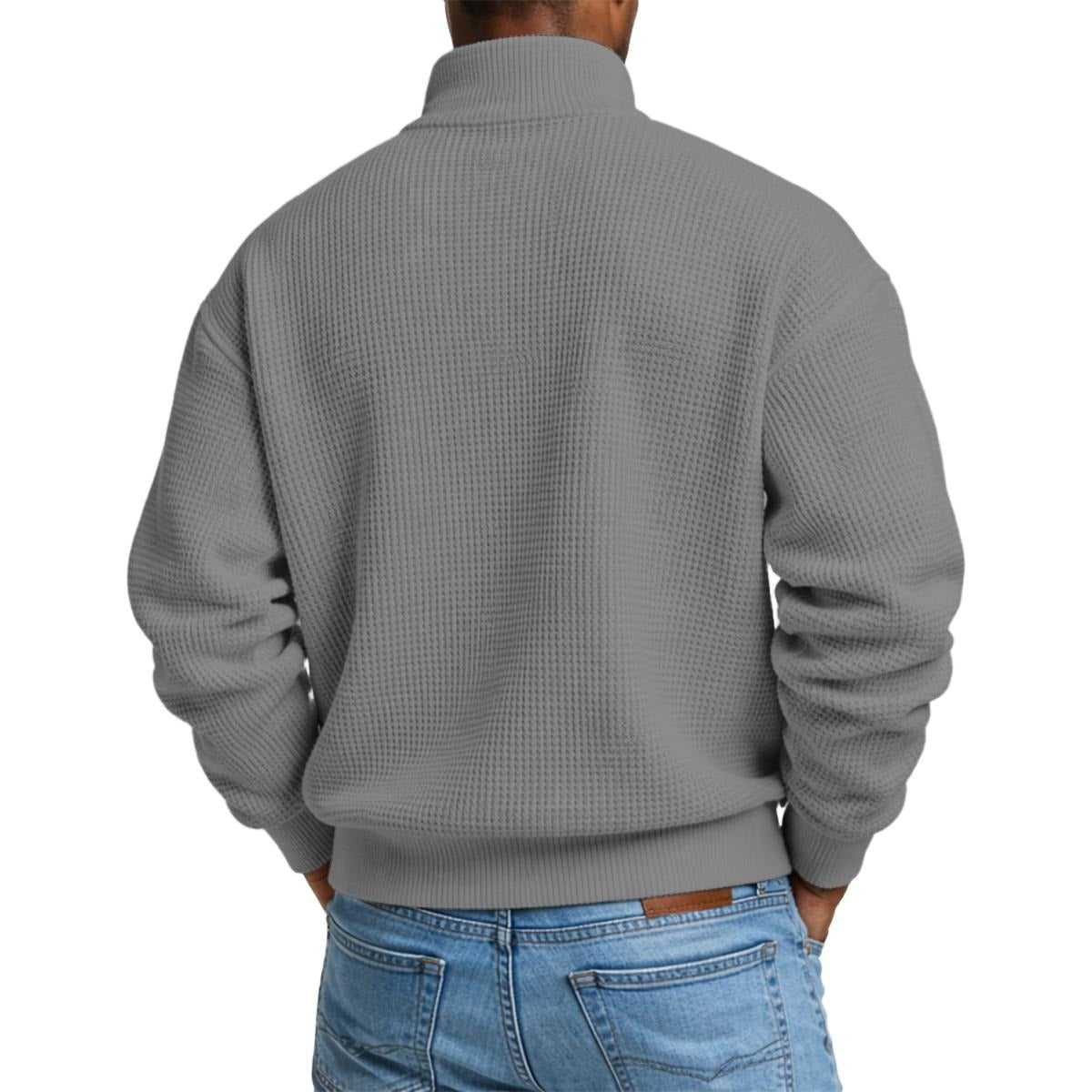 Chaos Bull Men's Waffle Knit Casual Sweatshirt/Half Zipper