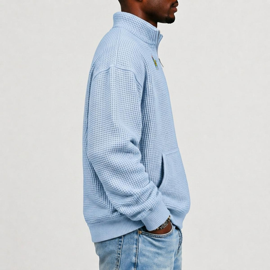 Chaos Bull Men's Waffle Knit Casual Sweatshirt/Half Zipper