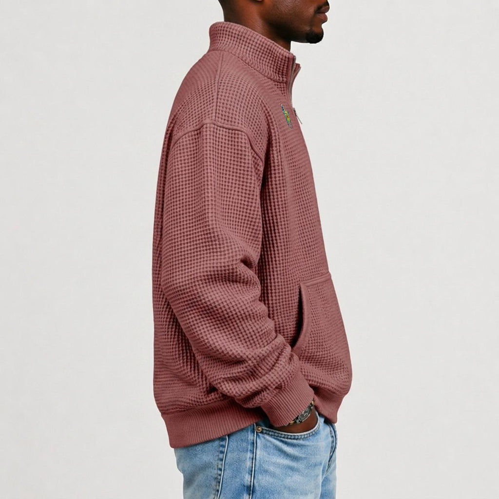 Chaos Bull Men's Waffle Knit Casual Sweatshirt/Half Zipper