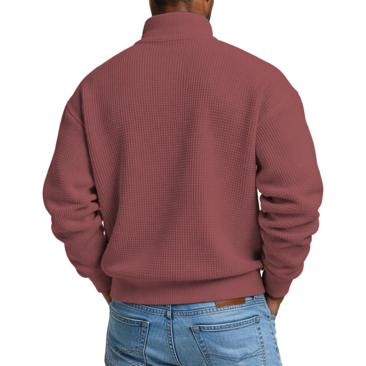 Chaos Bull Men's Waffle Knit Casual Sweatshirt/Half Zipper